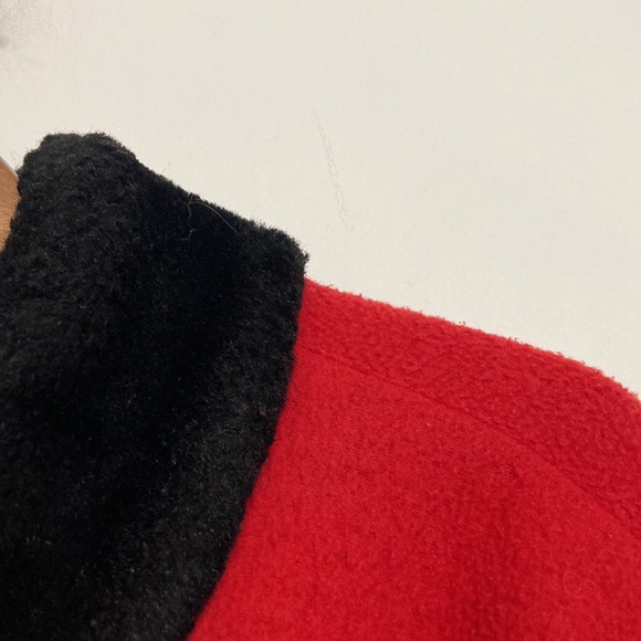 Fleece Jacket Womens Medium Large Red Black Maple Leaf Faux Fur Artisan Made - Picture 5 of 14